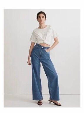 Madewell Superwide-Leg Jeans in Lessard Wash Size 25 Blue NJ197